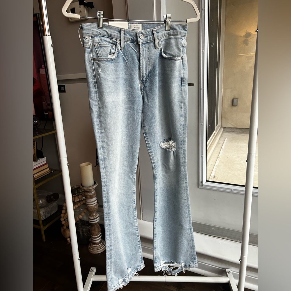 Citizens of Humanity Emannuelle Mid Rise Slim Boot Denim, Distressed SZ 25 NWT